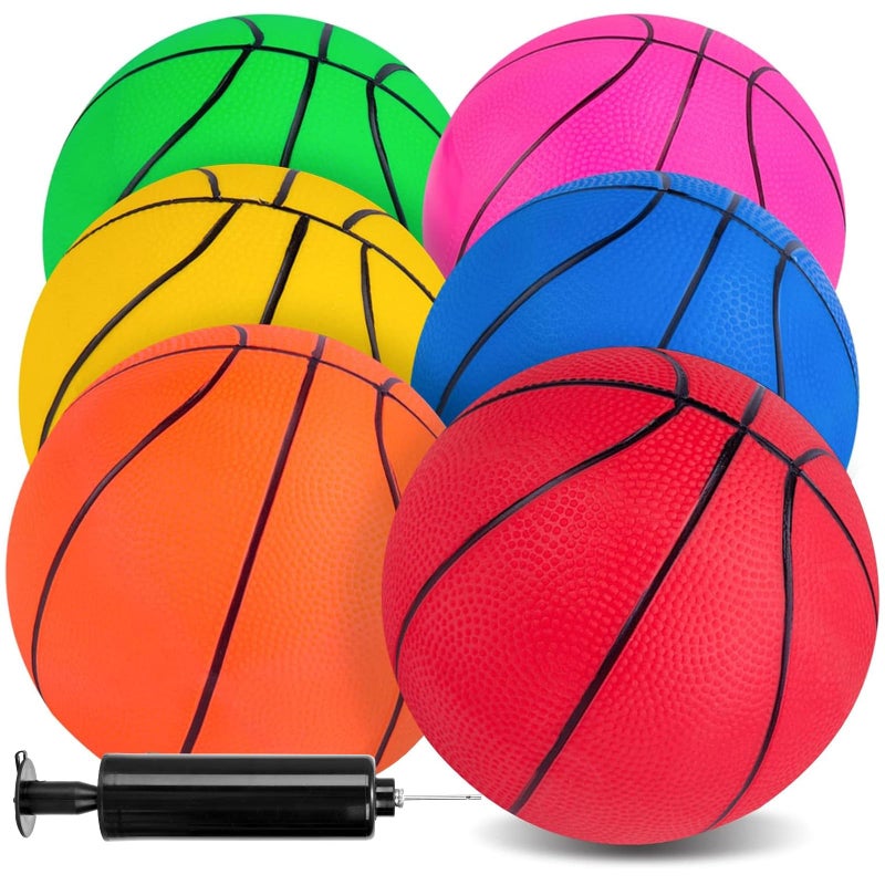 3 otters 6 Pack Mini Basketballs, 7.5 Inch Basketball Set with Pump for Kids Swimming Pool Toy, Mini Basketball Hoop, Outdoors Party Favors - Image 1